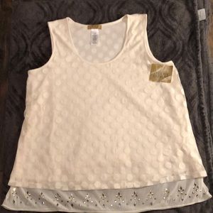 NWT Cream colored tank top with embellishment at bottom.